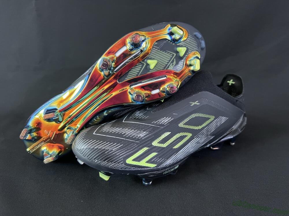 Adidas F50+ Lightstrike Pro Laceless FG Firm Ground Soccer Cleats - Black/Silver/Yellow