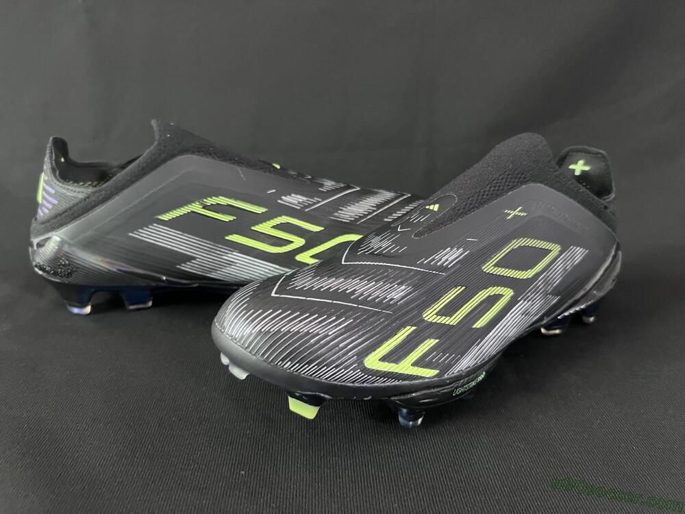 Adidas F50+ Lightstrike Pro Laceless FG Firm Ground Soccer Cleats - Black/Silver/Yellow