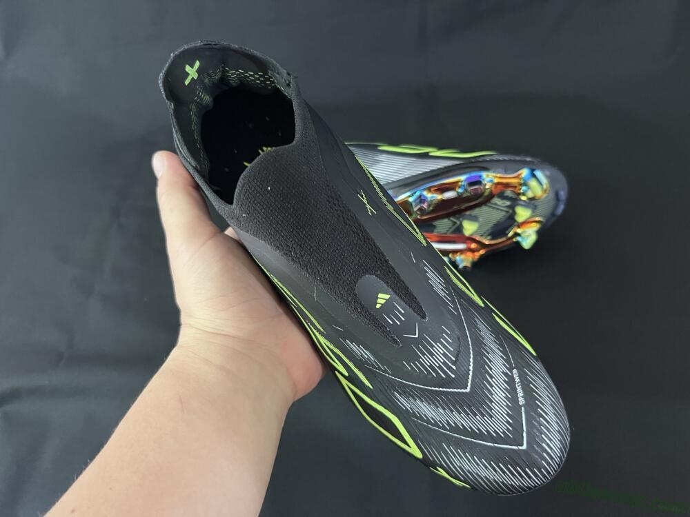 Adidas F50+ Lightstrike Pro Laceless FG Firm Ground Soccer Cleats - Black/Silver/Yellow