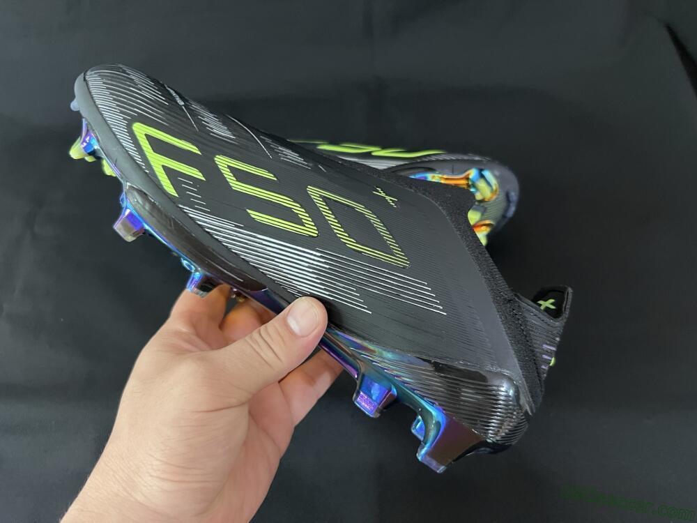 Adidas F50+ Lightstrike Pro Laceless FG Firm Ground Soccer Cleats - Black/Silver/Yellow