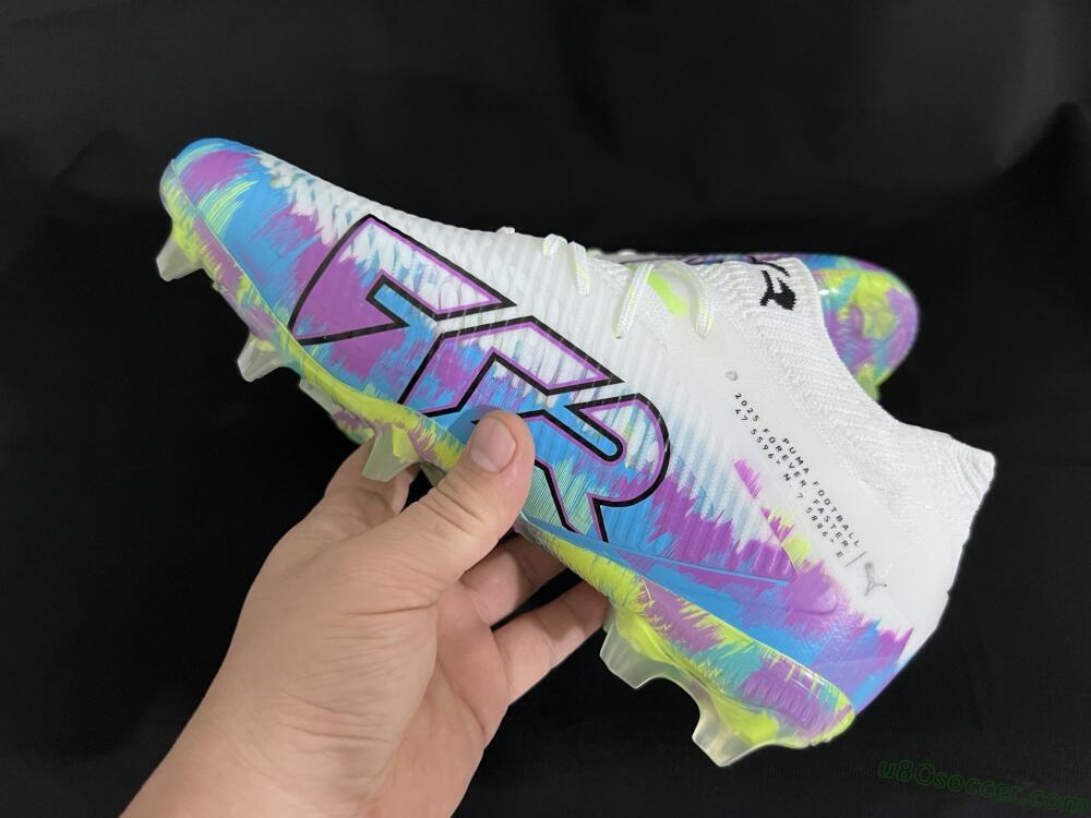 Puma Future 8 Ultimate FG Firm Ground Soccer Cleats - White/Blue/Yellow