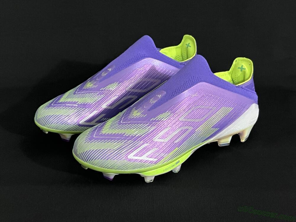 Adidas F50+ Lightstrike Pro Laceless FG Firm Ground Soccer Cleats - Purple/Yellow/White