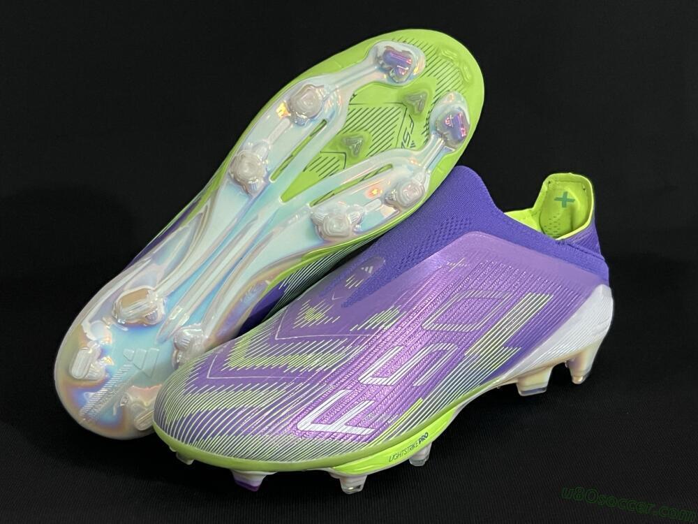 Adidas F50+ Lightstrike Pro Laceless FG Firm Ground Soccer Cleats - Purple/Yellow/White