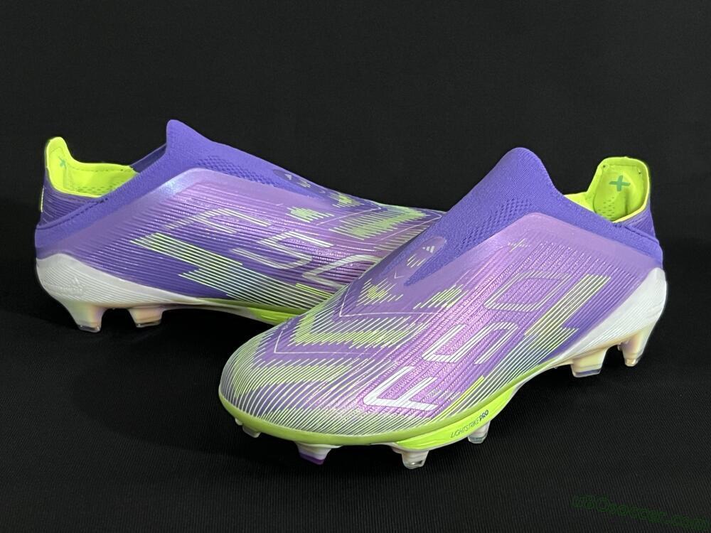 Adidas F50+ Lightstrike Pro Laceless FG Firm Ground Soccer Cleats - Purple/Yellow/White