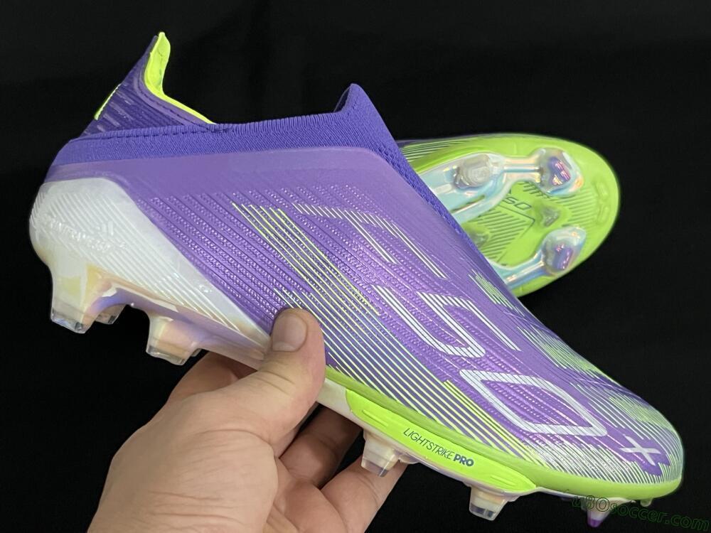 Adidas F50+ Lightstrike Pro Laceless FG Firm Ground Soccer Cleats - Purple/Yellow/White