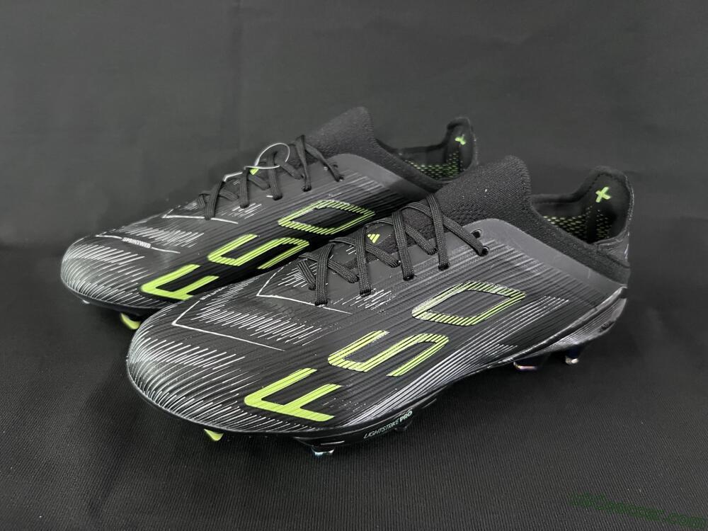 Adidas F50+ Lightstrike Pro FG Firm Ground Soccer Cleats - Black/Silver/Yellow