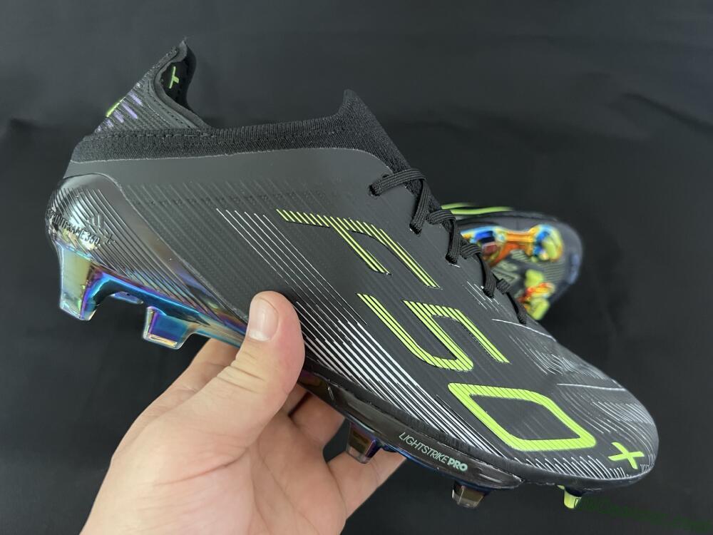 Adidas F50+ Lightstrike Pro FG Firm Ground Soccer Cleats - Black/Silver/Yellow