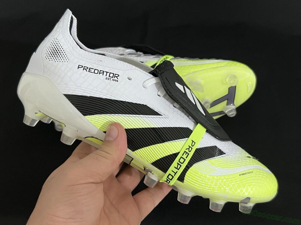Adidas Predator 25 Elite Foldover Tongue FG Firm Ground Soccer Cleats - White/Black/Yellow