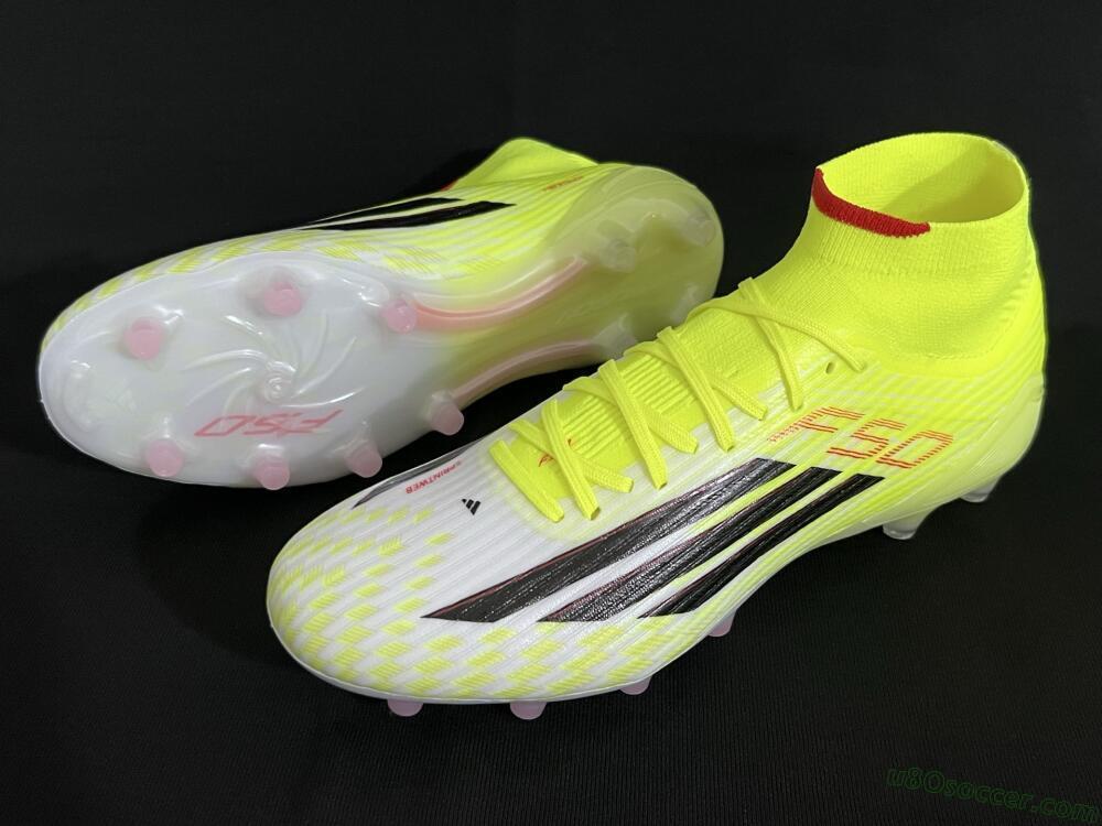 Adidas F50+ Elite Mid FG Firm Ground Soccer Cleats - Yellow/Black/Red
