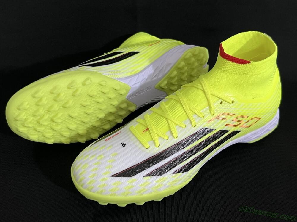 Adidas F50 Elite Mid TF Artificial Turf Soccer Shoes - Yellow/Black/Red