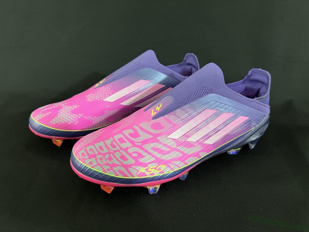 Adidas F50+ Elite Laceless FG Firm Ground Soccer Cleats - Pink/Yellow/Purple