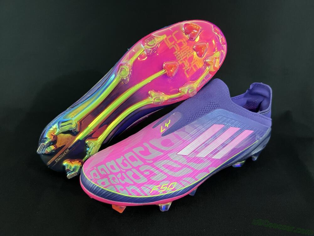 Adidas F50+ Elite Laceless FG Firm Ground Soccer Cleats - Pink/Yellow/Purple