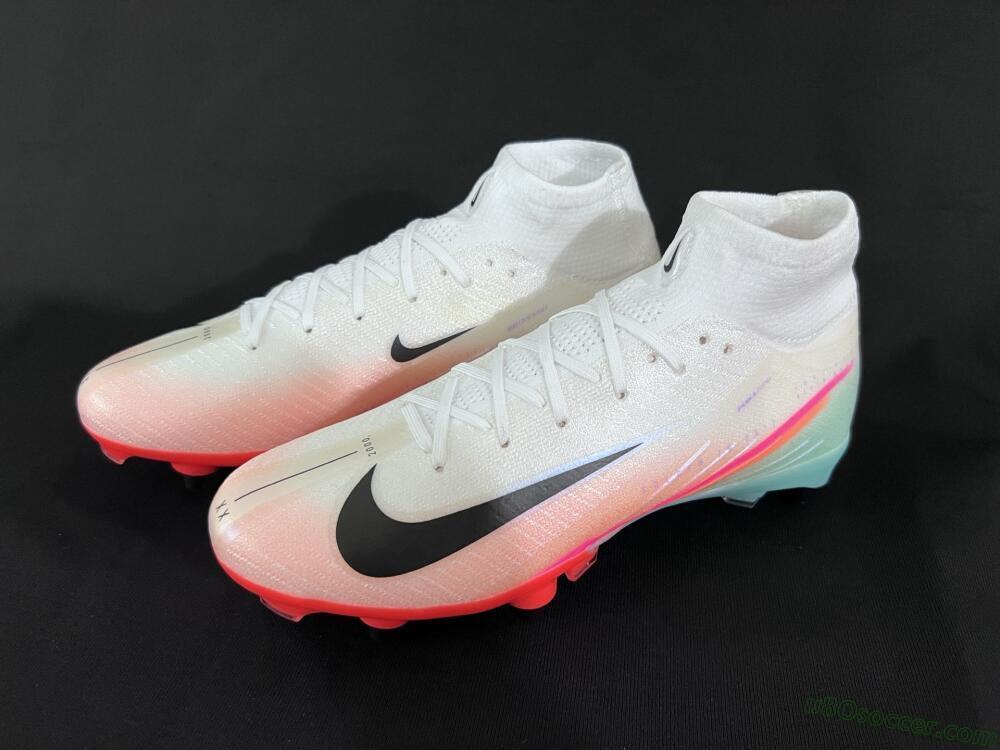 Nike Air Zoom Mercurial Superfly 10 Elite SG Soft Ground Soccer Cleats - White/Jade/Pink