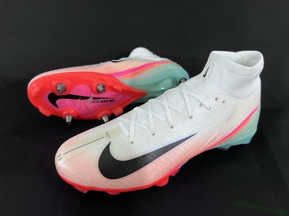 Nike Air Zoom Mercurial Superfly 10 Elite SG Soft Ground Soccer Cleats - White/Jade/Pink