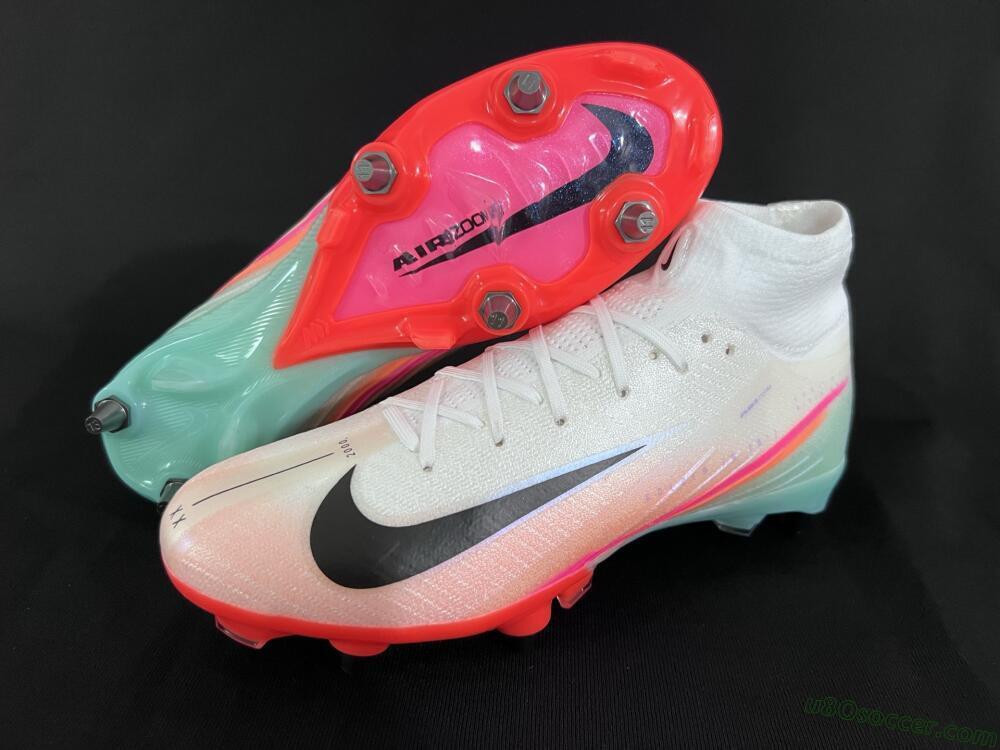 Nike Air Zoom Mercurial Superfly 10 Elite SG Soft Ground Soccer Cleats - White/Jade/Pink