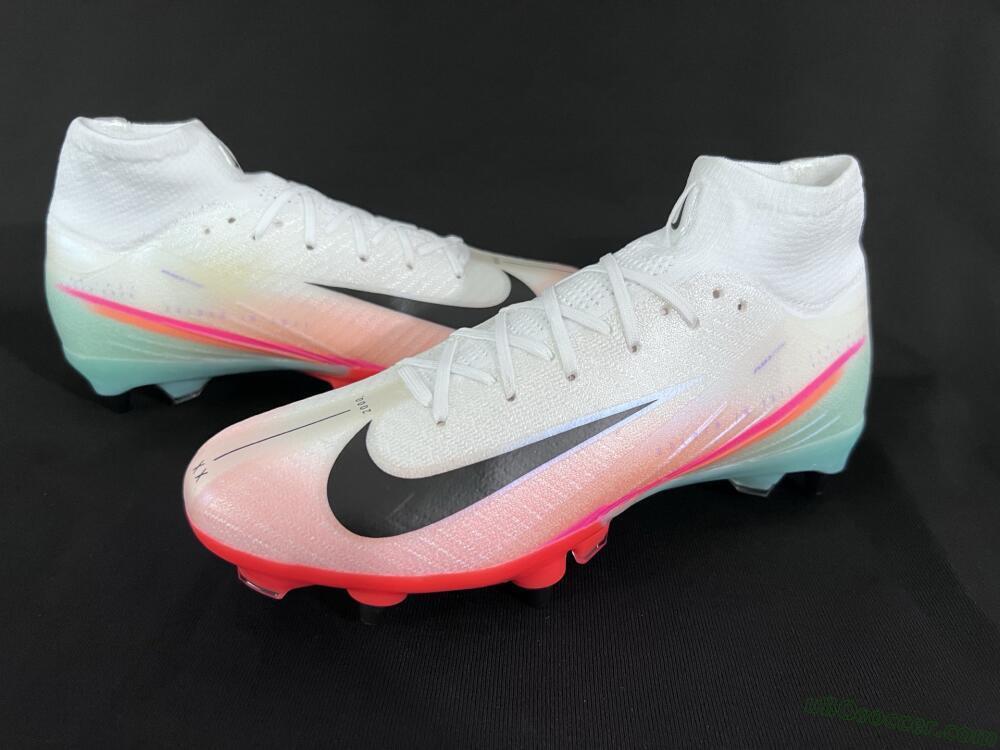 Nike Air Zoom Mercurial Superfly 10 Elite SG Soft Ground Soccer Cleats - White/Jade/Pink