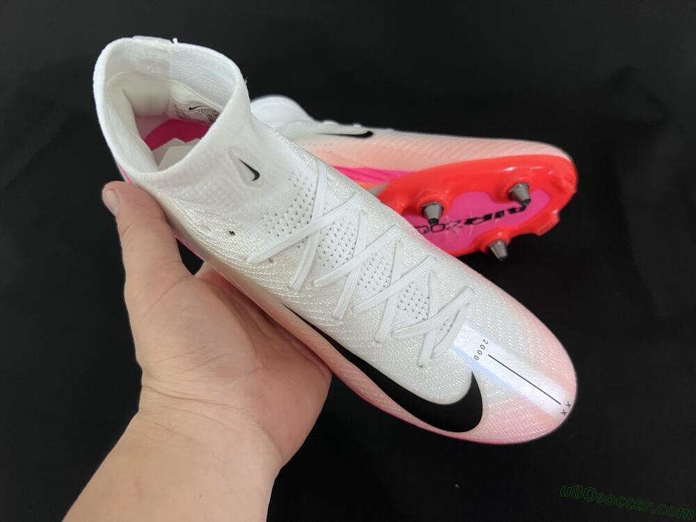 Nike Air Zoom Mercurial Superfly 10 Elite SG Soft Ground Soccer Cleats - White/Jade/Pink