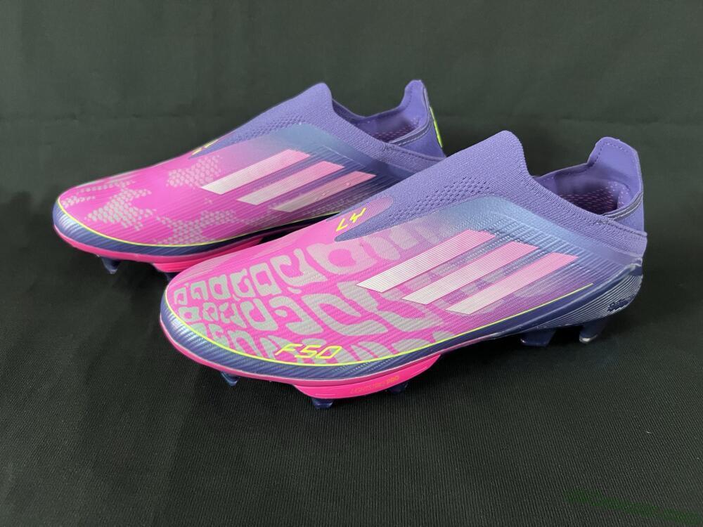 Adidas F50+ Lightstrike Pro Laceless FG Firm Ground Soccer Cleats - Pink/Yellow/Purple