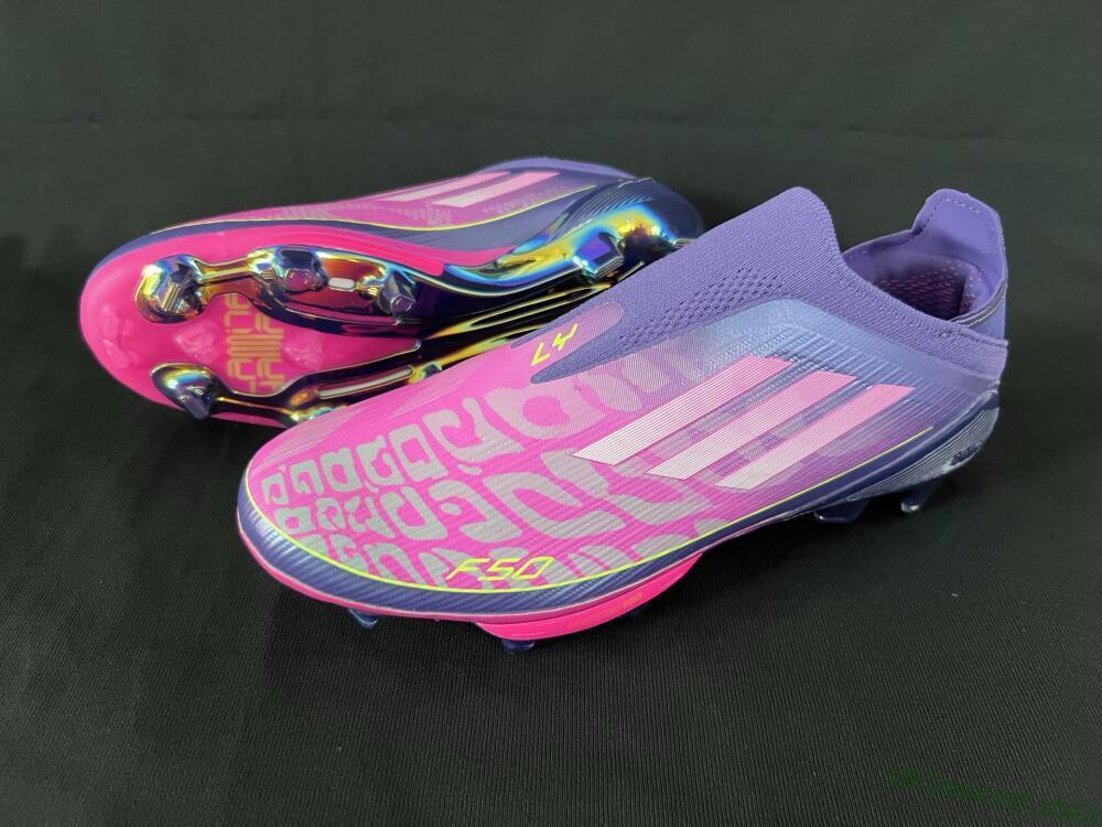 Adidas F50+ Lightstrike Pro Laceless FG Firm Ground Soccer Cleats - Pink/Yellow/Purple