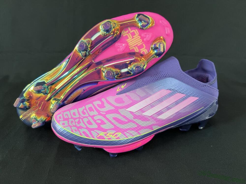 Adidas F50+ Lightstrike Pro Laceless FG Firm Ground Soccer Cleats - Pink/Yellow/Purple