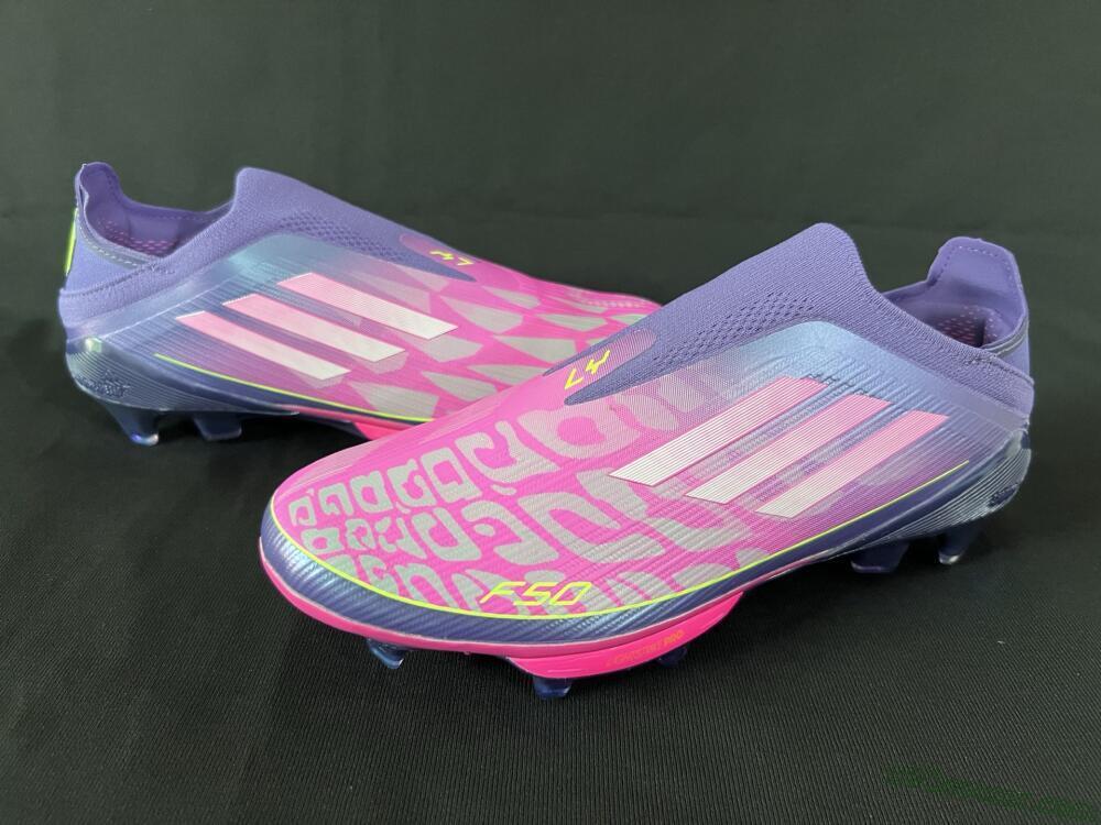 Adidas F50+ Lightstrike Pro Laceless FG Firm Ground Soccer Cleats - Pink/Yellow/Purple