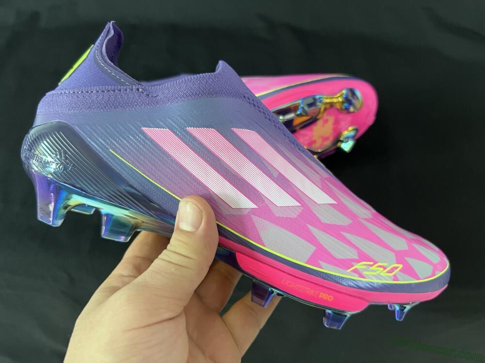Adidas F50+ Lightstrike Pro Laceless FG Firm Ground Soccer Cleats - Pink/Yellow/Purple