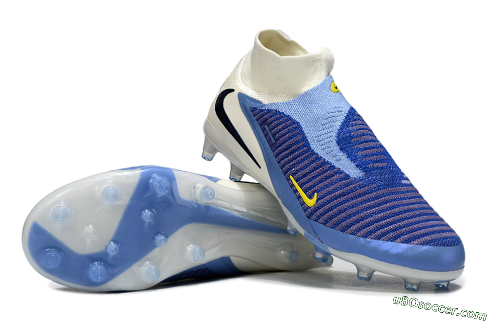 Nike Phantom 6 High Elite AG Artificial Grass Soccer Cleats - Blue/White/Black 3
