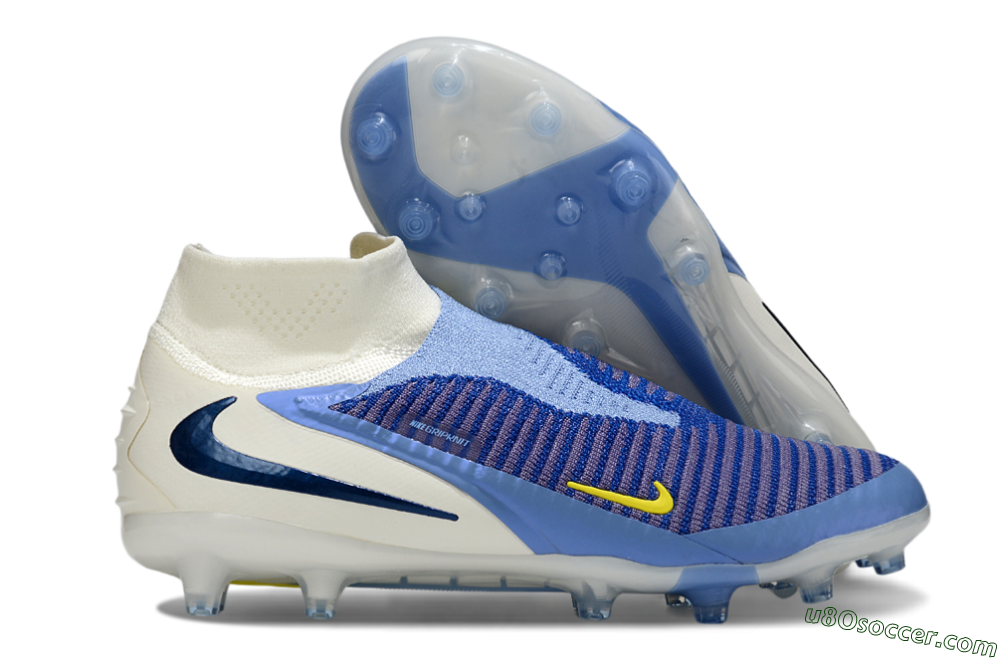 Nike Phantom 6 High Elite AG Artificial Grass Soccer Cleats - Blue/White/Black 1