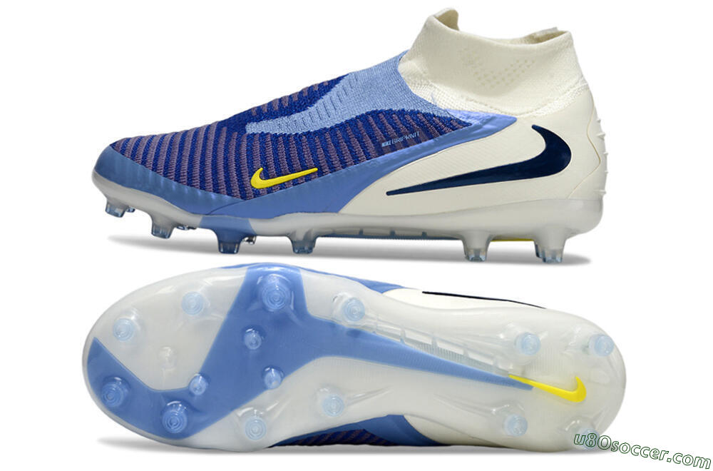 Nike Phantom 6 High Elite AG Artificial Grass Soccer Cleats - Blue/White/Black 0