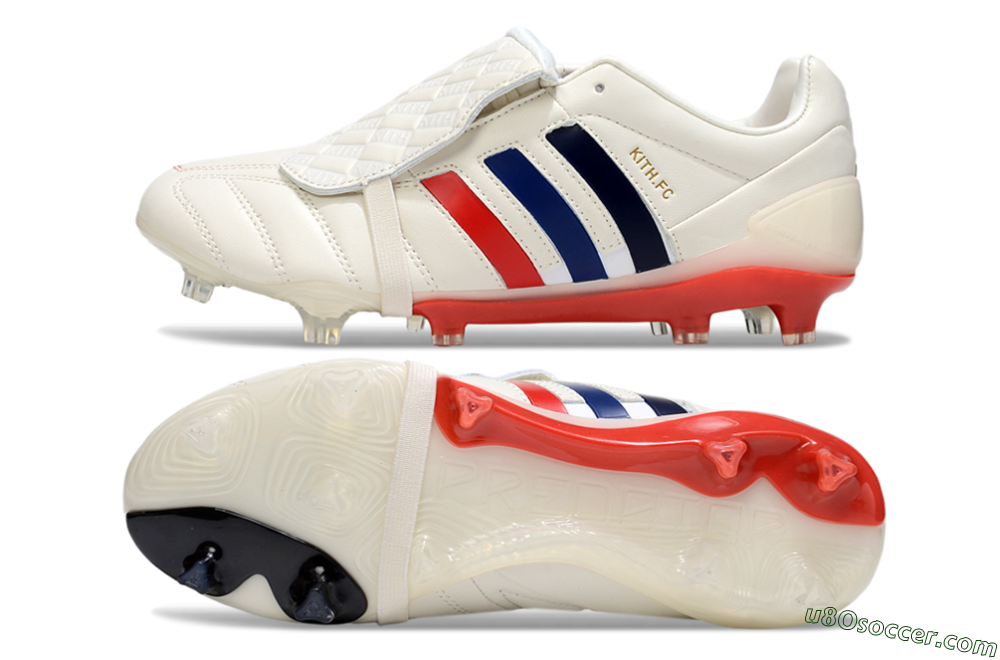 Kith x Adidas Predator Mania Foldover Tongue FG Firm Ground Soccer Cleats - White/Red/Black 0