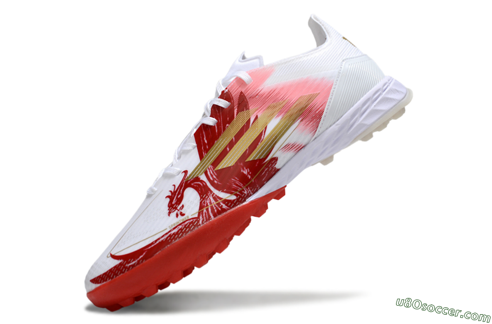 Adidas F50 Pro TF Artificial Turf Soccer Shoes - White/Red/Gold 5