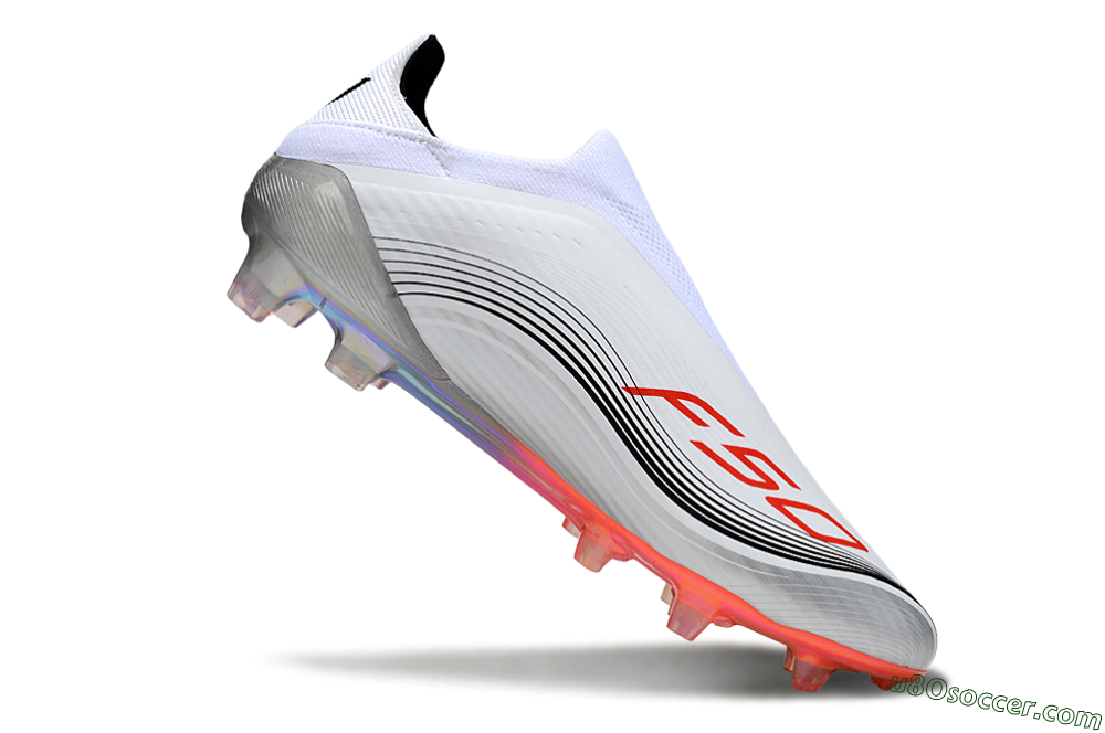 Messi x Adidas F50 Pro Laceless FG Firm Ground Soccer Cleats - Silver/White/Red 4