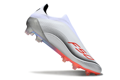 Messi x Adidas F50 Pro Laceless FG Firm Ground Soccer Cleats - Silver/White/Red