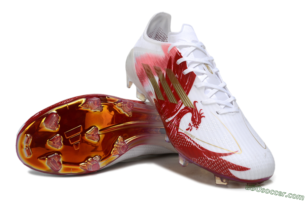 Adidas F50 Pro FG Firm Ground Soccer Cleats - White/Red/Gold 3