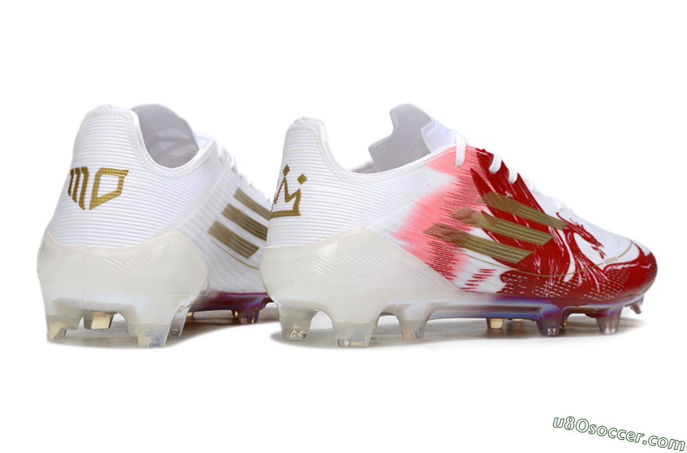 Adidas F50 Pro FG Firm Ground Soccer Cleats - White/Red/Gold 6