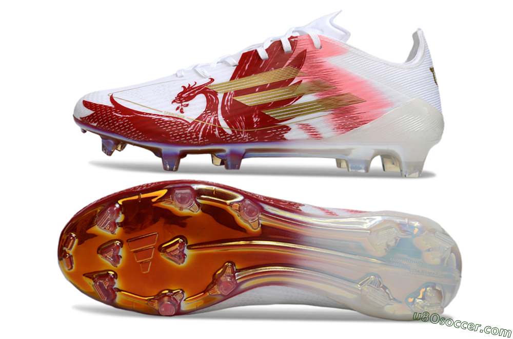Adidas F50 Pro FG Firm Ground Soccer Cleats - White/Red/Gold 0
