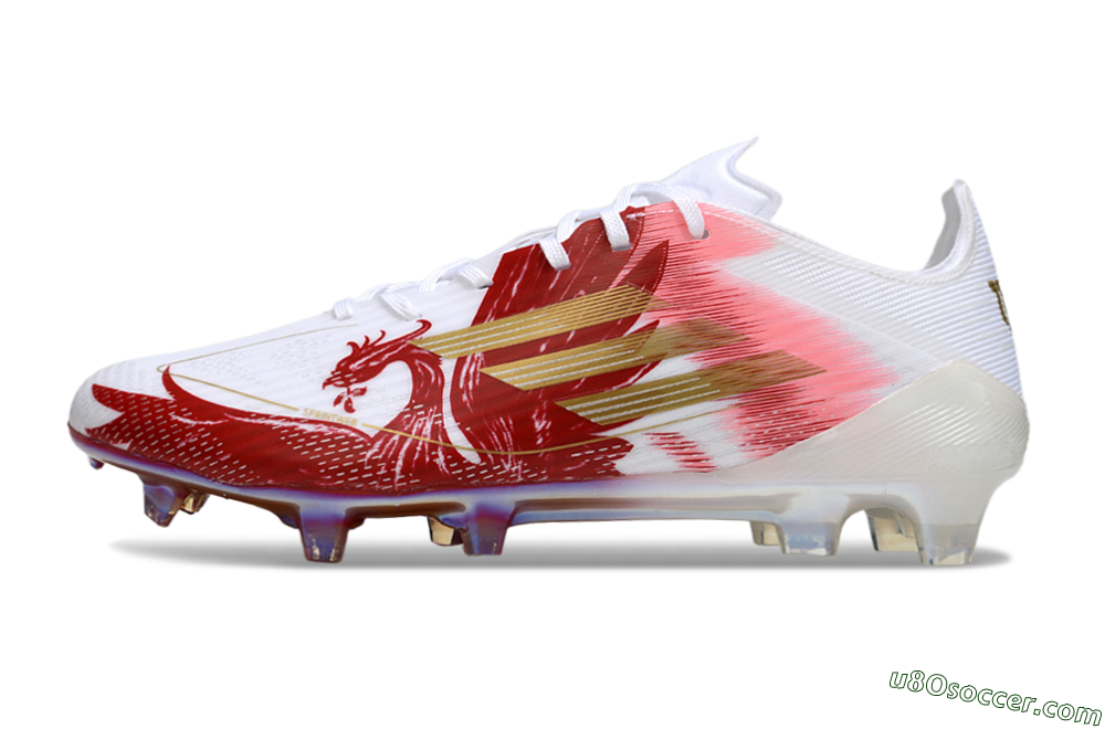 Adidas F50 Pro FG Firm Ground Soccer Cleats - White/Red/Gold 2