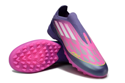 Adidas F50 Elite Laceless TF Artificial Turf Soccer Shoes - Pink/Purple/Yellow