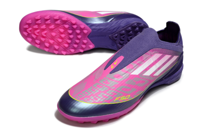 Adidas F50 Elite Laceless TF Artificial Turf Soccer Shoes - Pink/Purple/Yellow