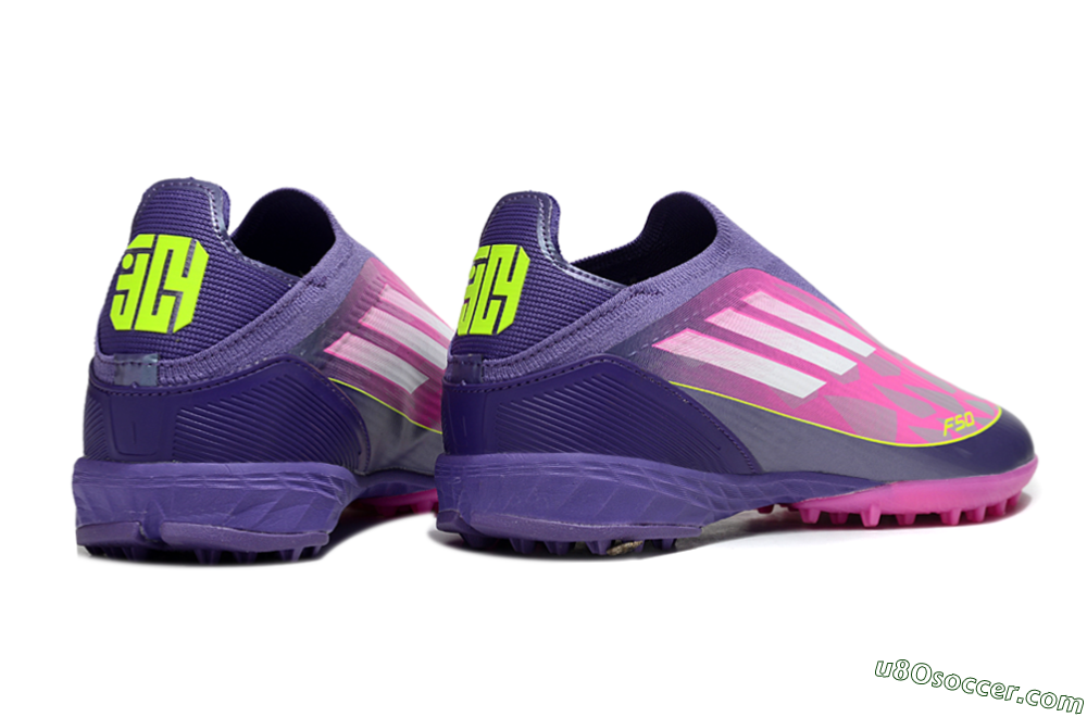 Adidas F50 Elite Laceless TF Artificial Turf Soccer Shoes - Pink/Purple/Yellow 7