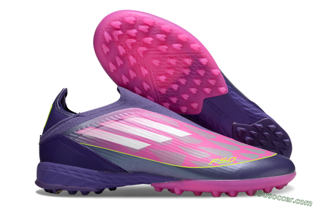 Adidas F50 Elite Laceless TF Artificial Turf Soccer Shoes - Pink/Purple/Yellow 1