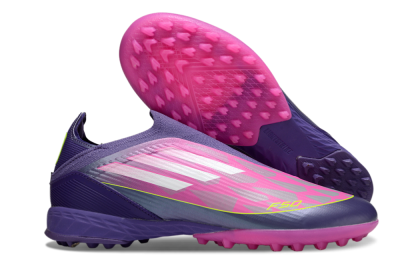 Adidas F50 Elite Laceless TF Artificial Turf Soccer Shoes - Pink/Purple/Yellow