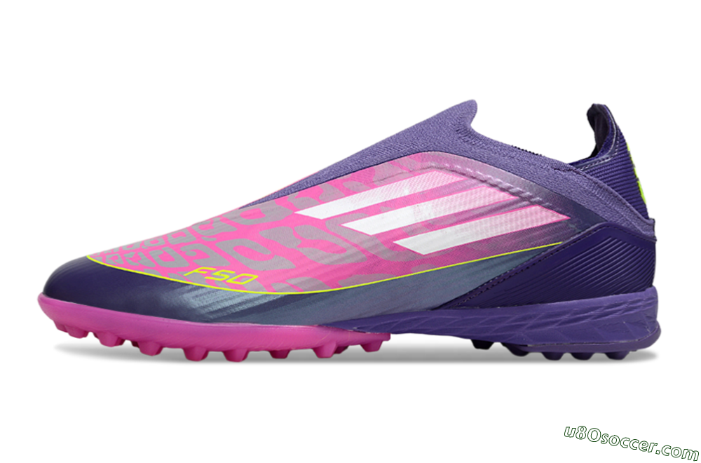Adidas F50 Elite Laceless TF Artificial Turf Soccer Shoes - Pink/Purple/Yellow 2