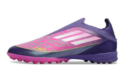 Adidas F50 Elite Laceless TF Artificial Turf Soccer Shoes - Pink/Purple/Yellow