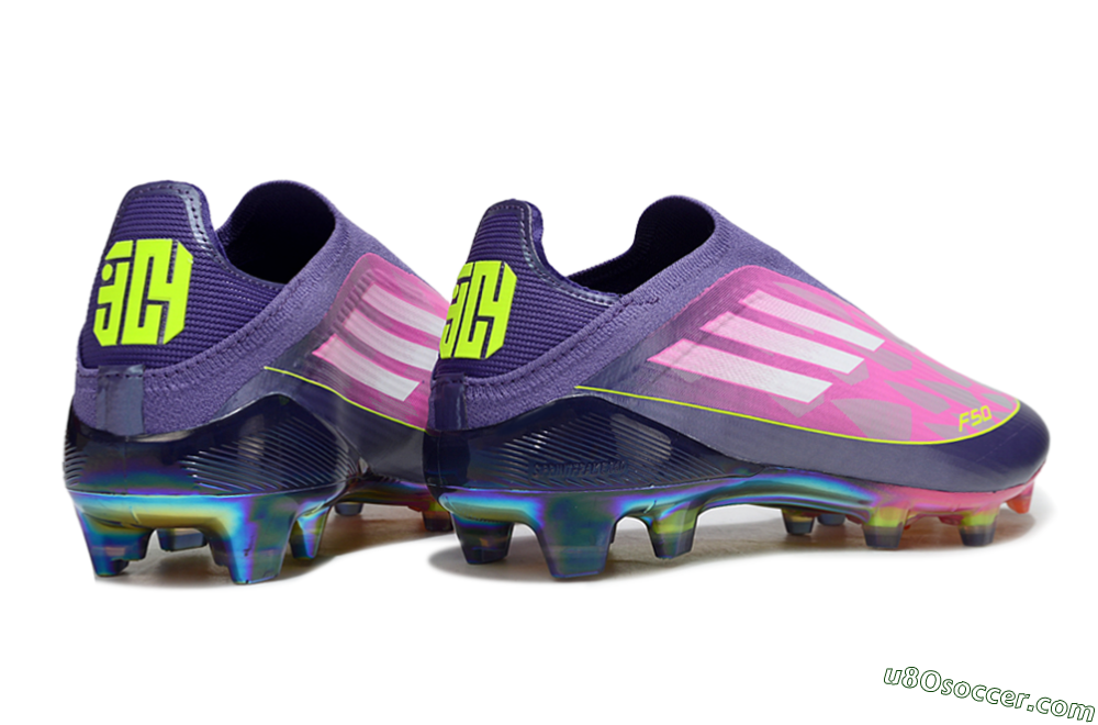 Adidas F50 Elite Laceless FG Firm Ground Soccer Cleats - Pink/Purple/Yellow 7