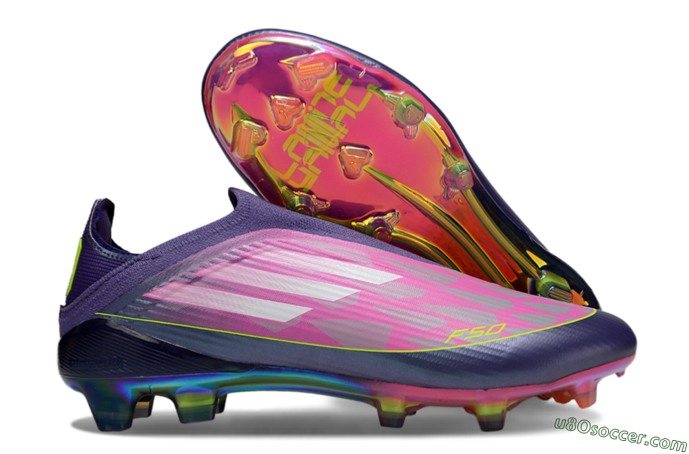 Adidas F50 Elite Laceless FG Firm Ground Soccer Cleats - Pink/Purple/Yellow 1