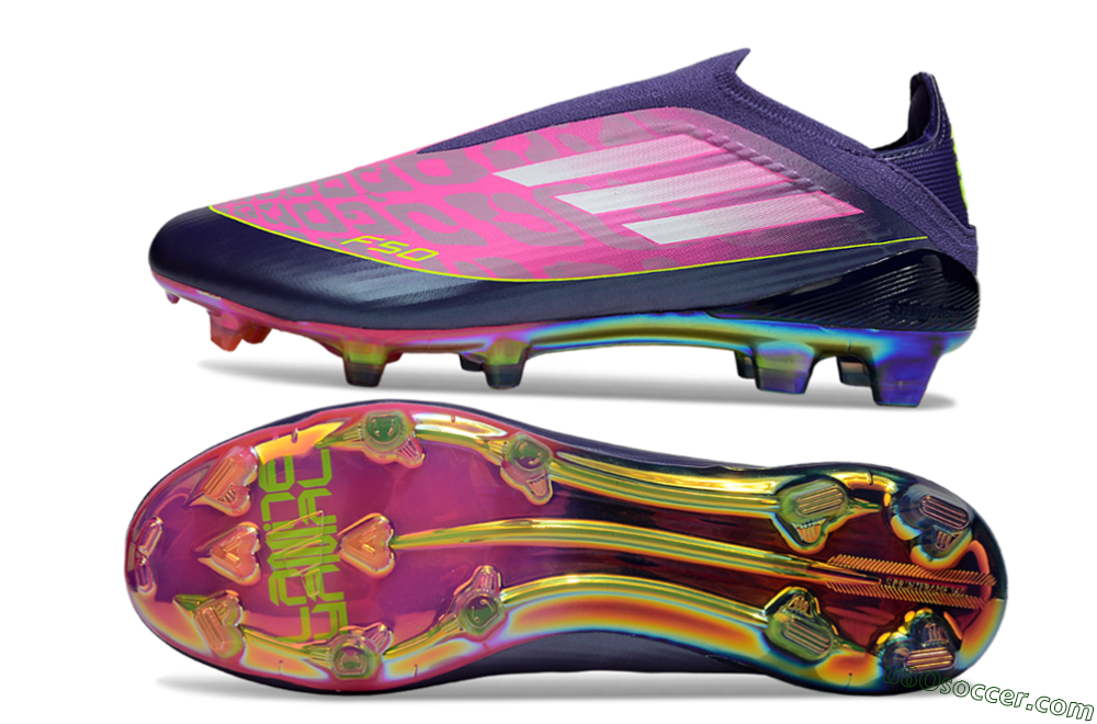 Adidas F50 Elite Laceless FG Firm Ground Soccer Cleats - Pink/Purple/Yellow 0