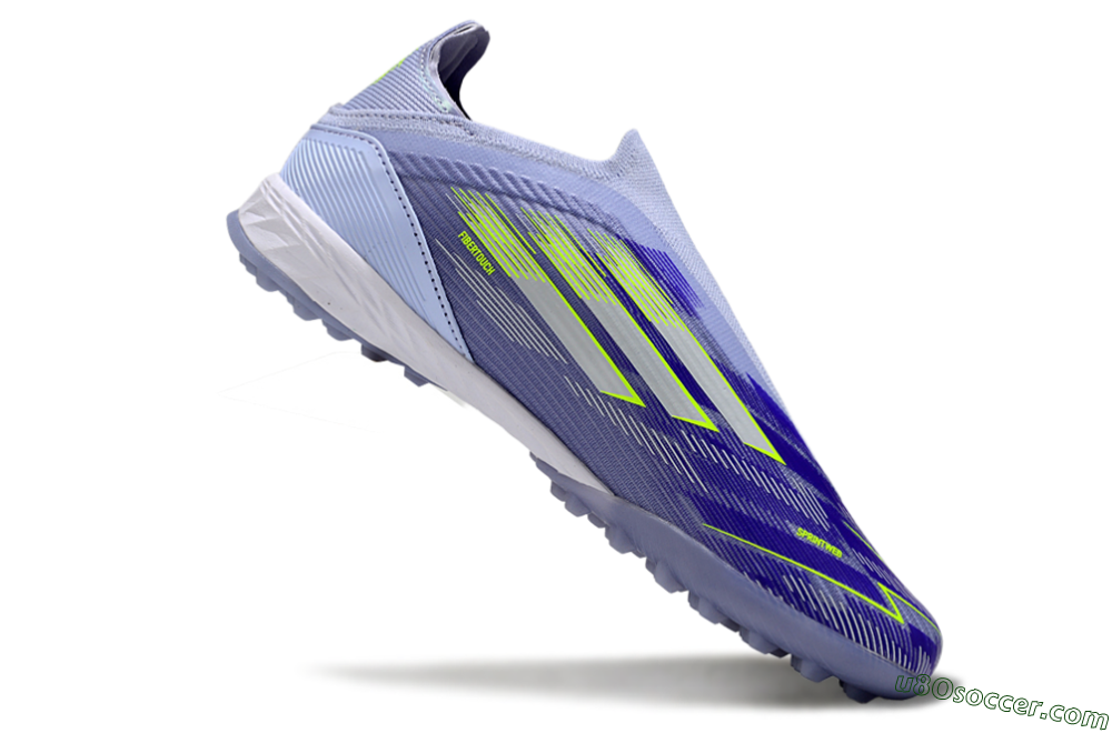 Adidas F50 Elite Laceless TF Artificial Turf Soccer Shoes - Blue/Yellow/Silver 5