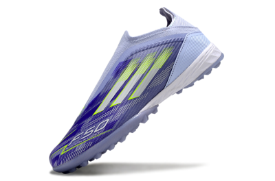 Adidas F50 Elite Laceless TF Artificial Turf Soccer Shoes - Blue/Yellow/Silver