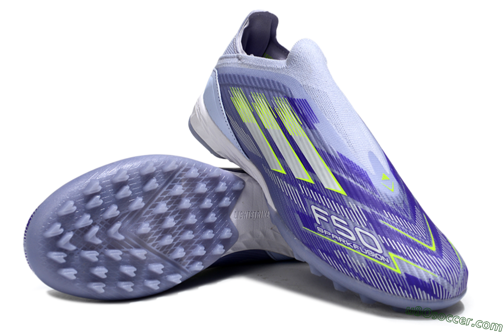 Adidas F50 Elite Laceless TF Artificial Turf Soccer Shoes - Blue/Yellow/Silver 4